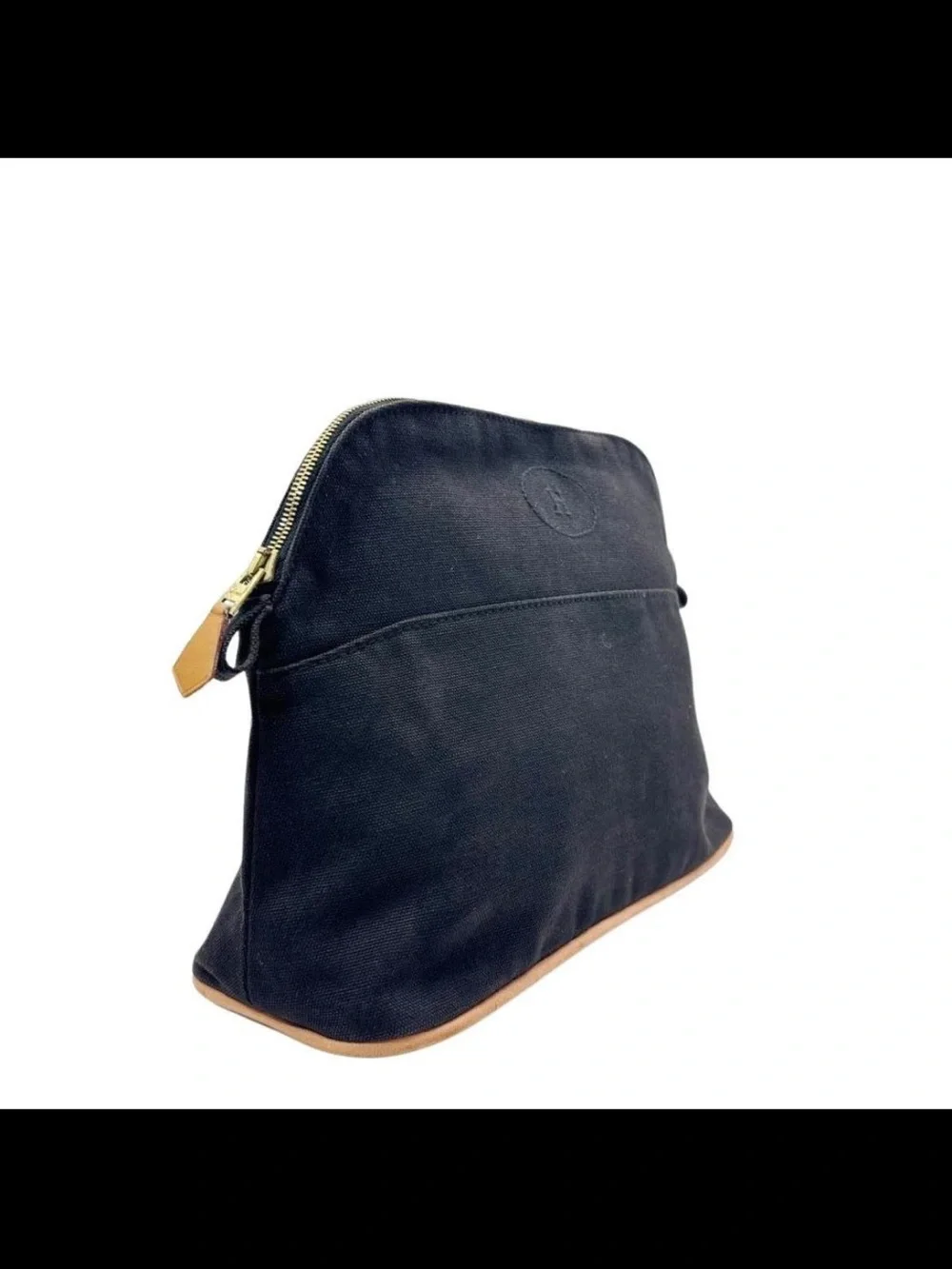 Hermes Black Canvas and Tan Trim Toiletry Pouch